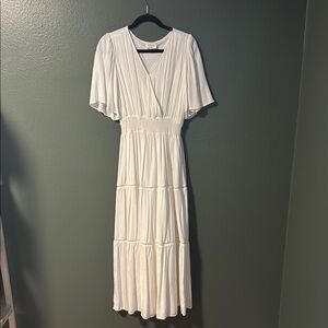 Bohme Cream Flutter Sleeve Maxi Dress